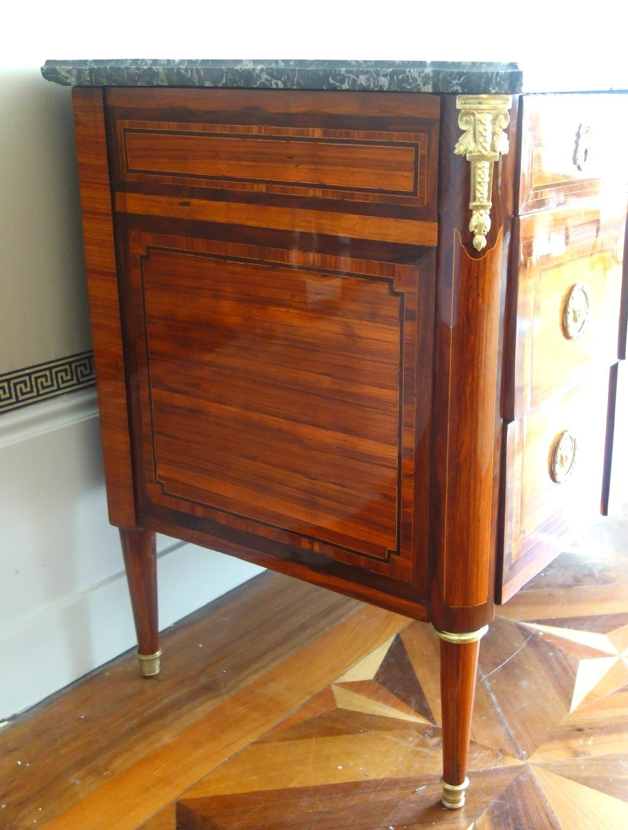 Louis XVI Period Chest Of Drawers, Rosewood Marquetry, Satin & Gilt Bronze - Stamped Sar-photo-6