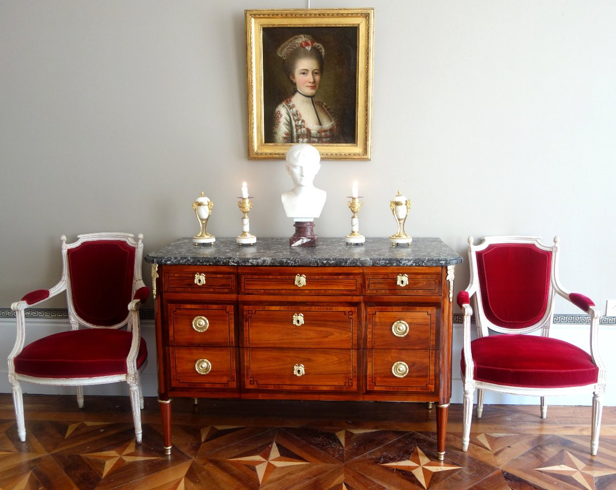 Louis XVI Period Chest Of Drawers, Rosewood Marquetry, Satin & Gilt Bronze - Stamped Sar-photo-8