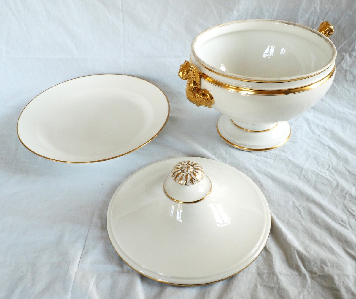 Nast : Empire Paris Porcelain Soup Tureen Enhanced With Fine Gold - Early 19th Century-photo-4