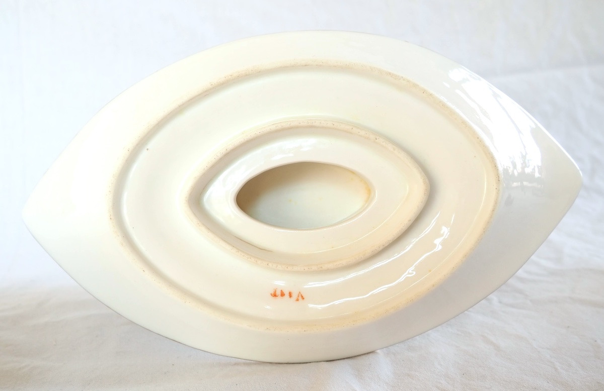 Nast : saucière d’époque Empire en porcelaine de Paris blanche et or-photo-6