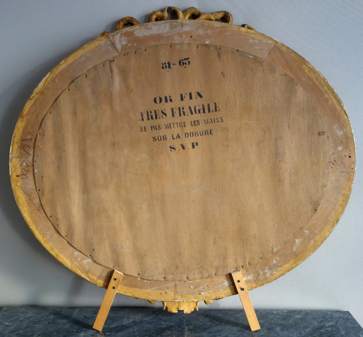 Large Oval Louis XVI Style Giltwood Mirror, Napoleon III Period - 96cm X 91cm-photo-4