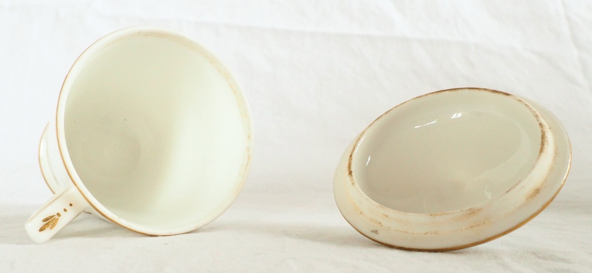 Nast : Empire Porcelain Creamware Set Enhanced With Fine Gold - Early 19th Century-photo-3