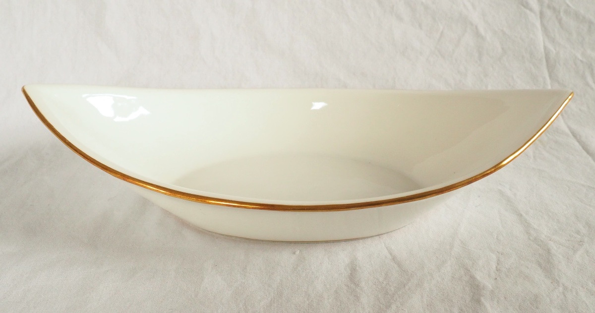 Nast : Pair Of Empire Porcelain Navette-shaped Dishes Enhanced With Fine Gold - Early 19th Cent-photo-4