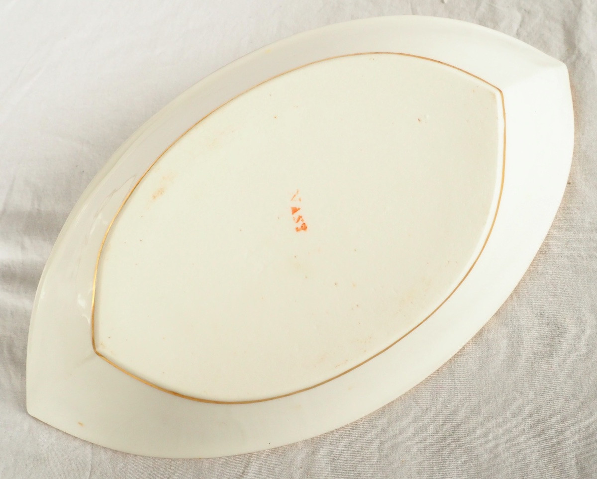 Nast : Pair Of Empire Porcelain Navette-shaped Dishes Enhanced With Fine Gold - Early 19th Cent-photo-5