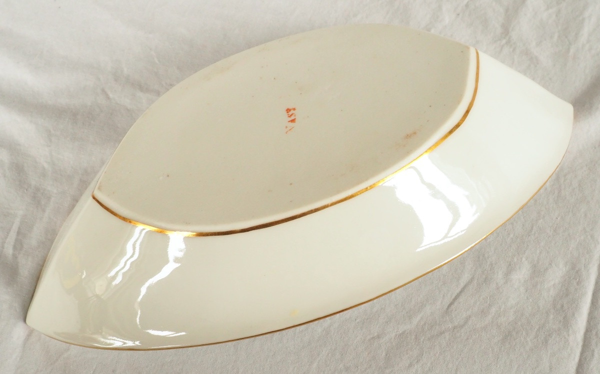 Nast : Pair Of Empire Porcelain Navette-shaped Dishes Enhanced With Fine Gold - Early 19th Cent-photo-6