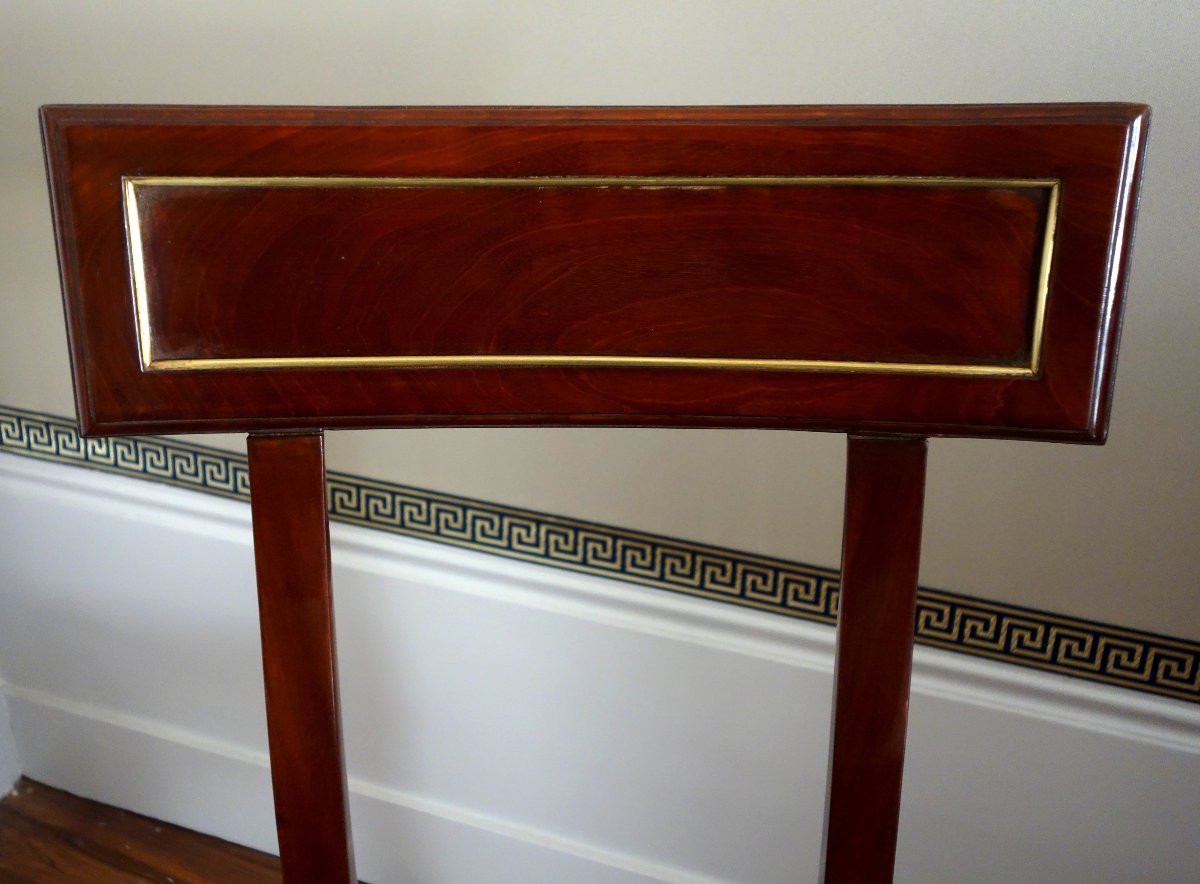 Pair Of Etruscan-style Mahogany Chairs From The Directoire Period With Horsehair Upholstery-photo-5