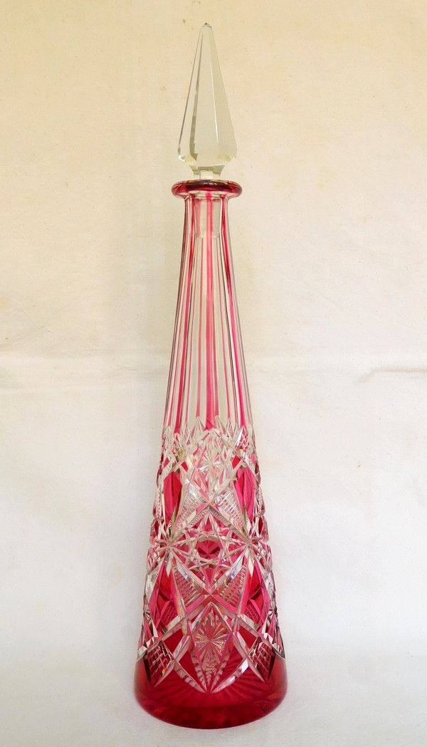 Baccarat - Carafe à vin du Rhin en cristal overlay rose, modèle Lagny