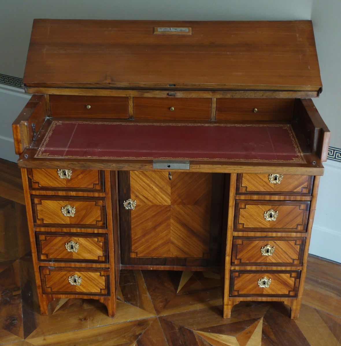 Bureau de changeur ou Mazarin en marqueterie d'époque Louis XVI-photo-4