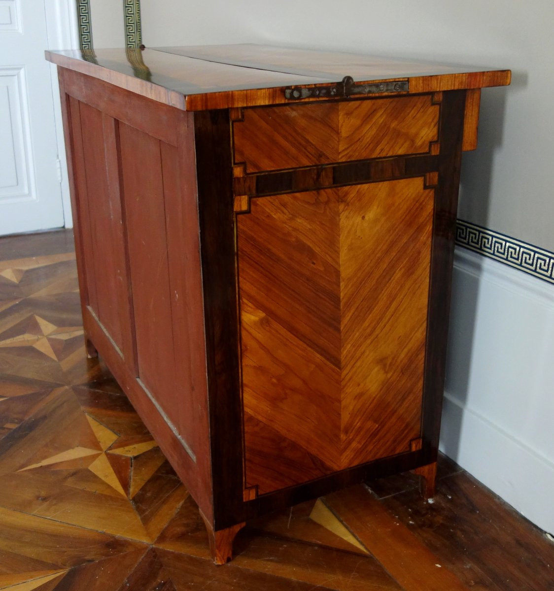 Bureau de changeur ou Mazarin en marqueterie d'époque Louis XVI-photo-4