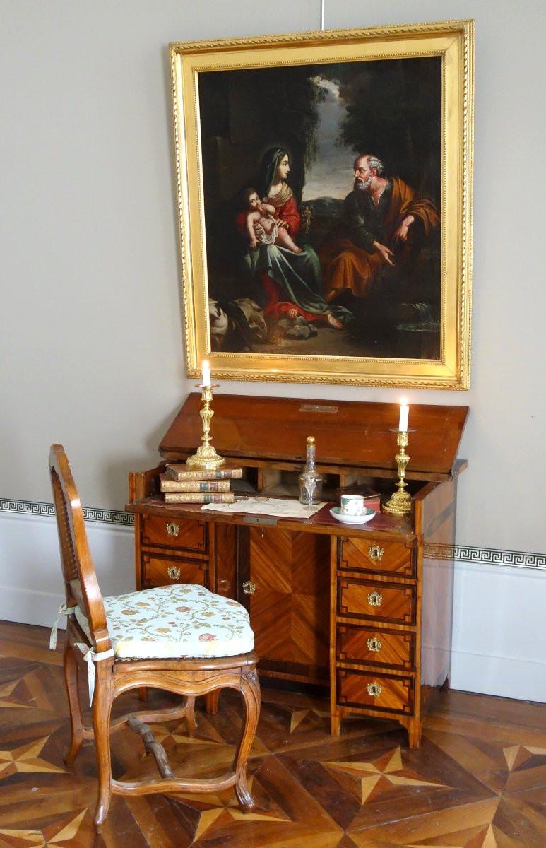 Bureau de changeur ou Mazarin en marqueterie d'époque Louis XVI-photo-5