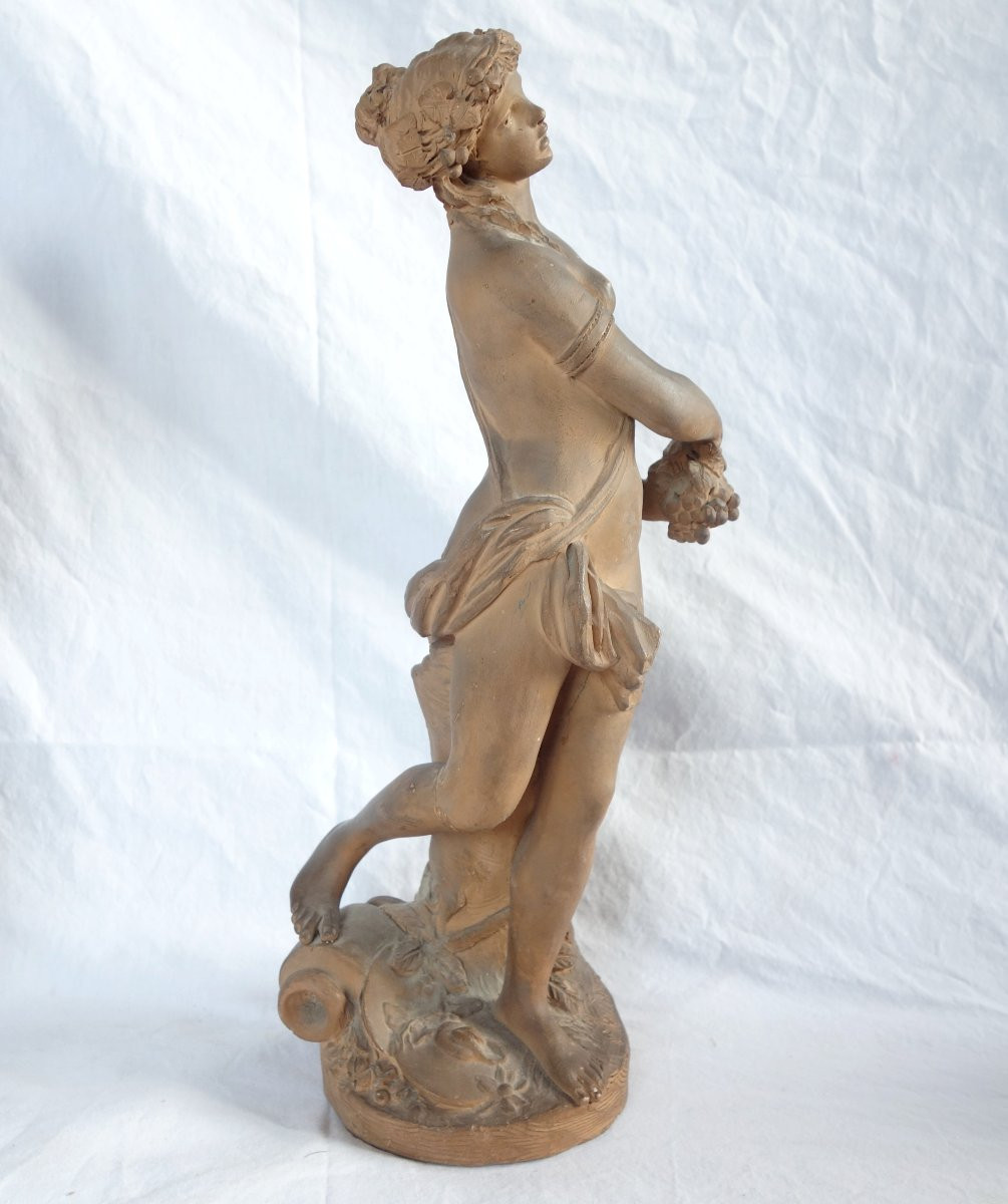 Pair Of Neoclassical Terracotta Statues, Faun And Bacchante After Clodion-photo-4