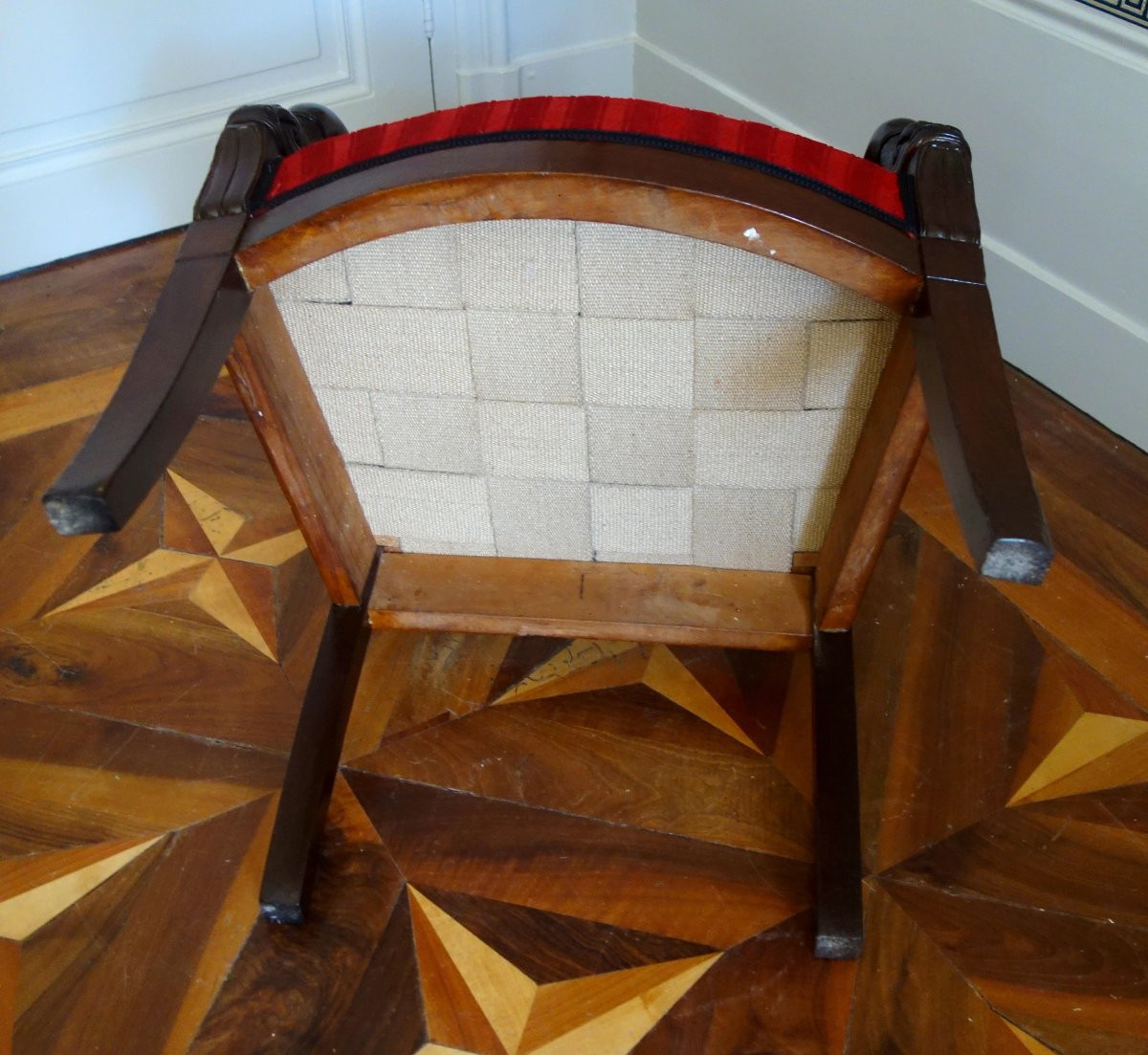 Fauteuil d'époque Empire en acajou, modèle au Dauphin-photo-6