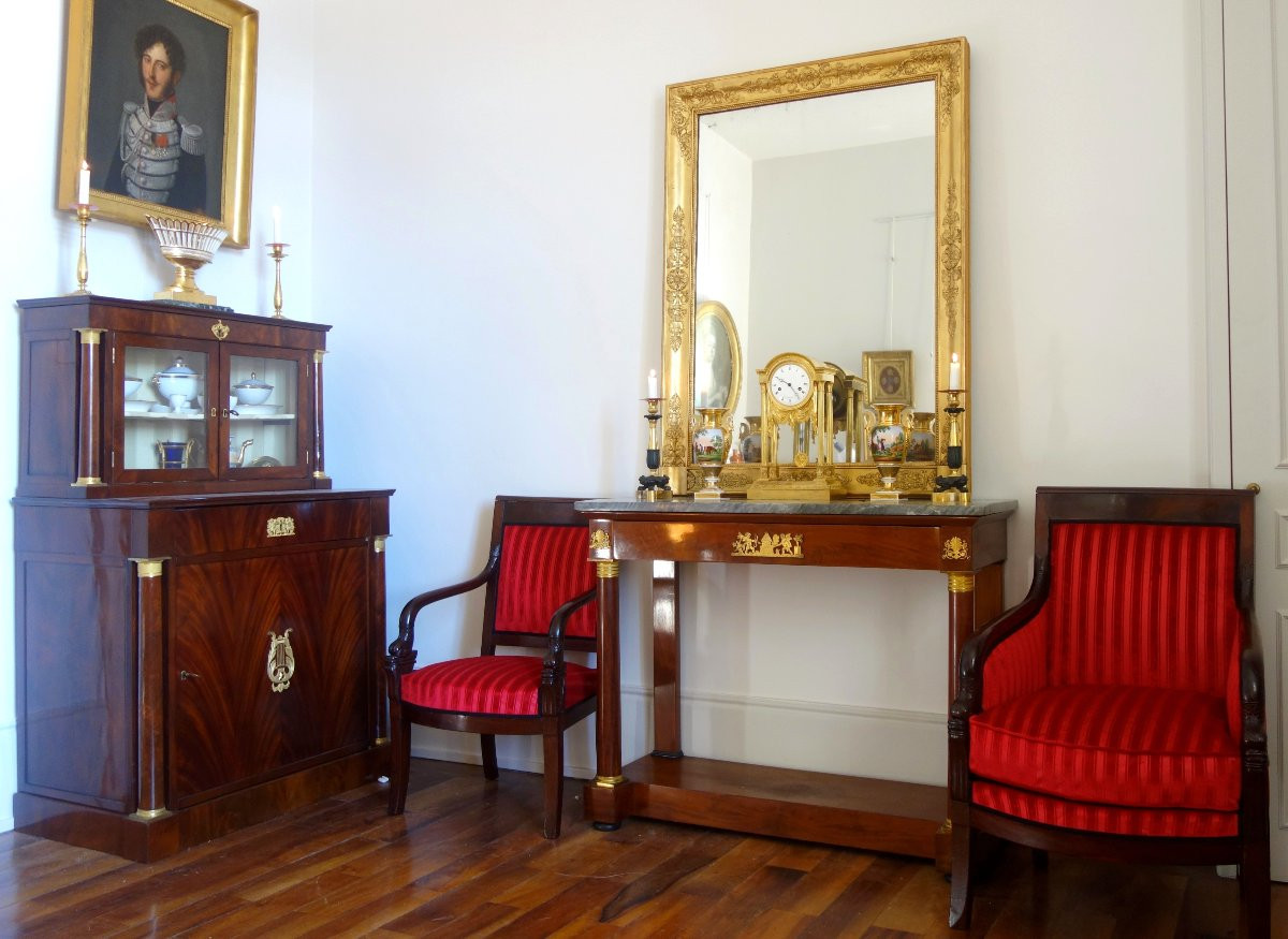 Fauteuil d'époque Empire en acajou, modèle au Dauphin-photo-7