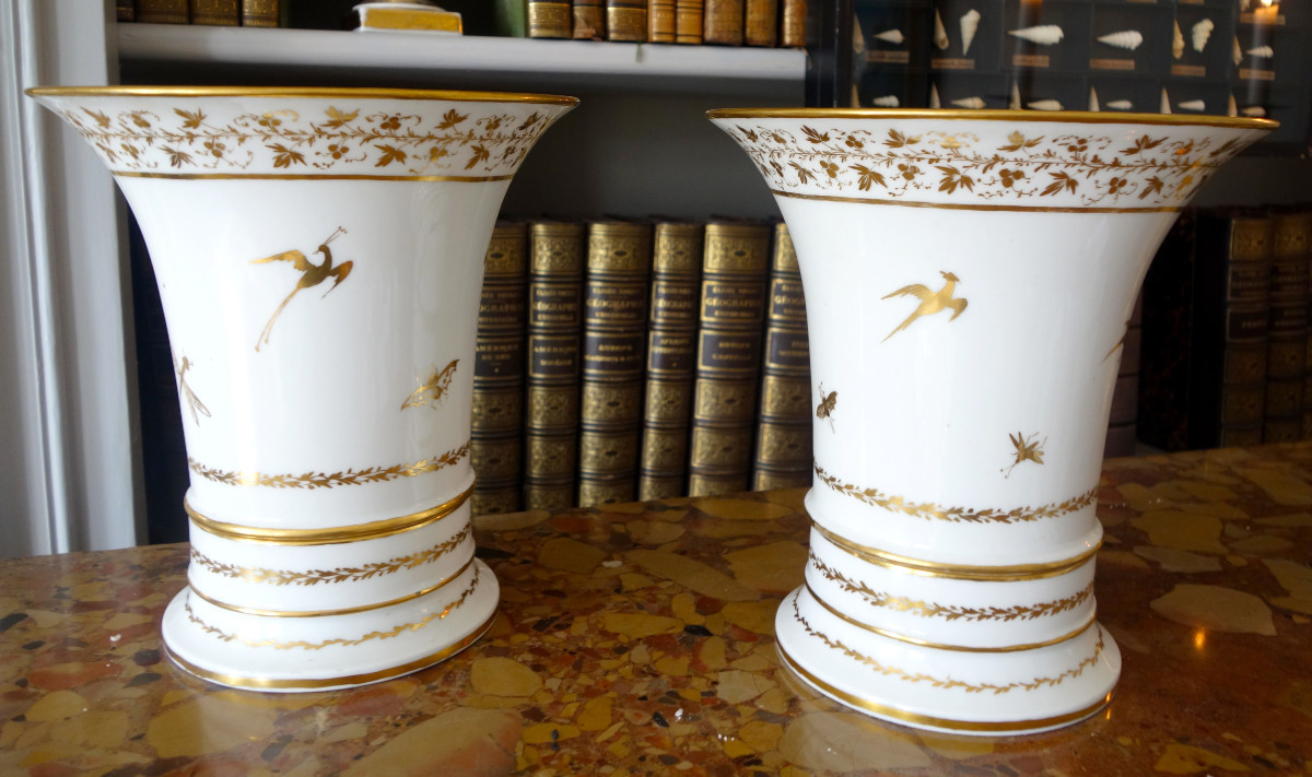 Paris Porcelain Planters Enhanced With Fine Gold, Empire Period (early 19th Century)