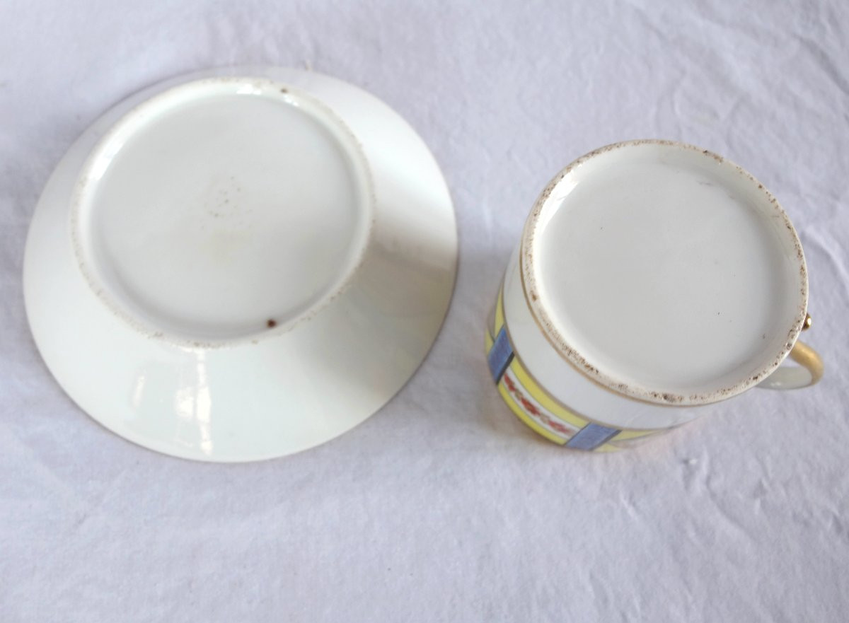 Paire de tasses à café litron en porcelaine d'époque Empire début 19e siècle-photo-6