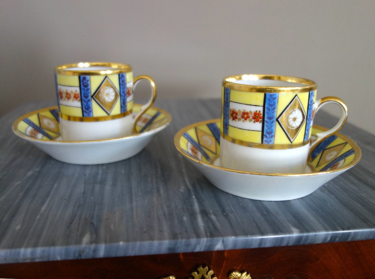 Paire de tasses à café litron en porcelaine d'époque Empire début 19e siècle-photo-7