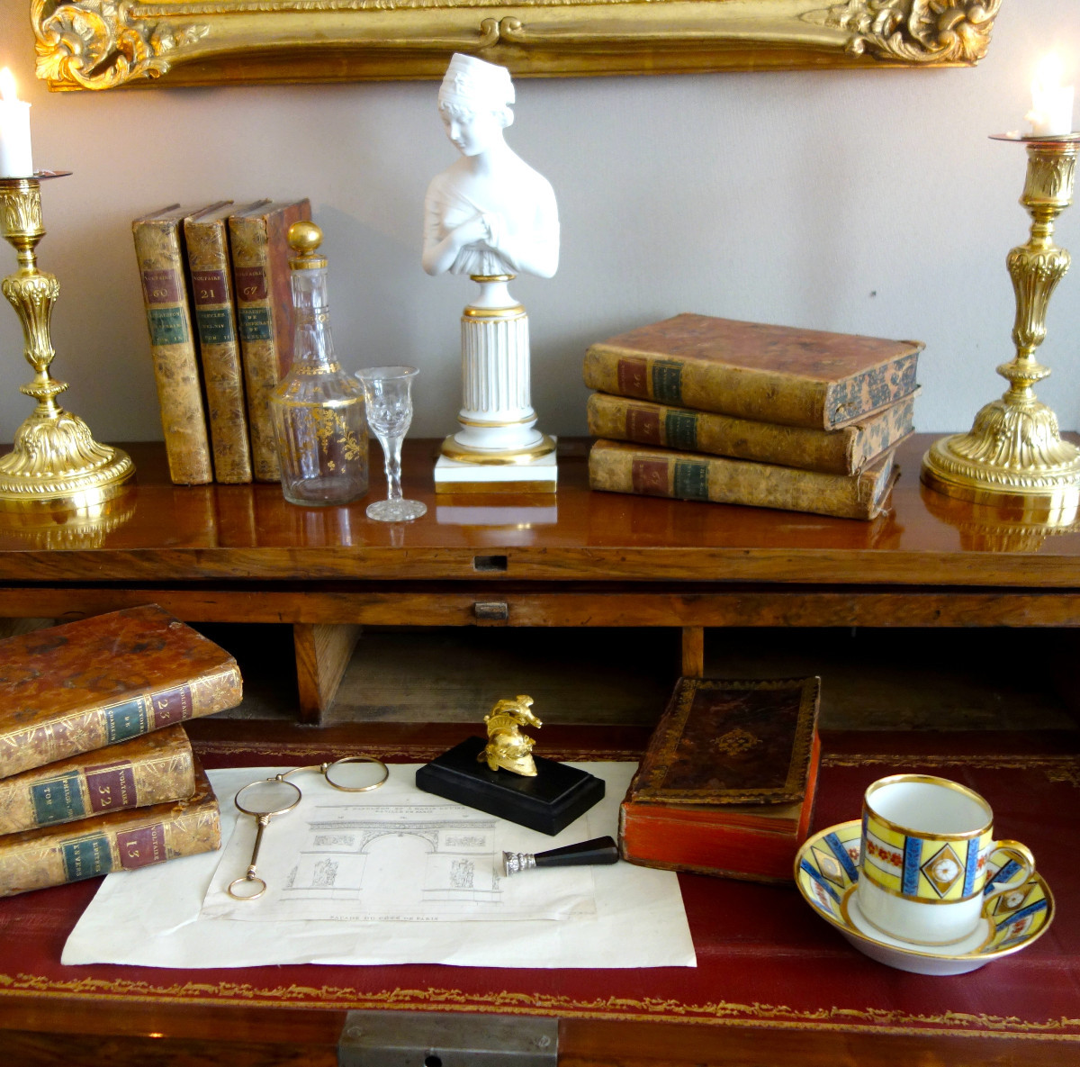 Paire de tasses à café litron en porcelaine d'époque Empire début 19e siècle-photo-8