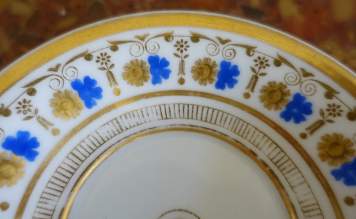 Empire-style Liter Cup In Blue And Gold Paris Porcelain From The Restoration Period-photo-3
