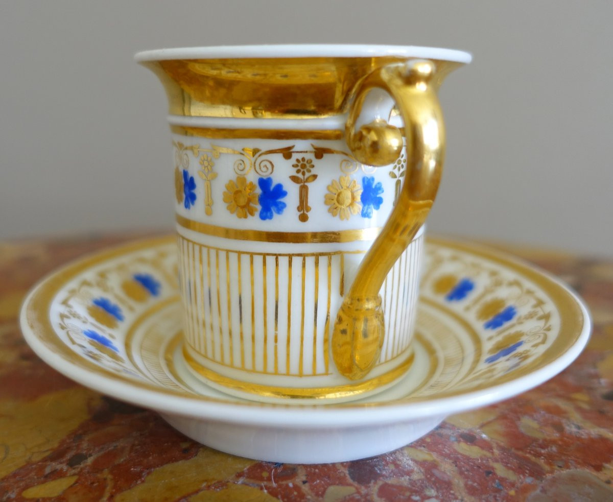 Empire-style Liter Cup In Blue And Gold Paris Porcelain From The Restoration Period-photo-1