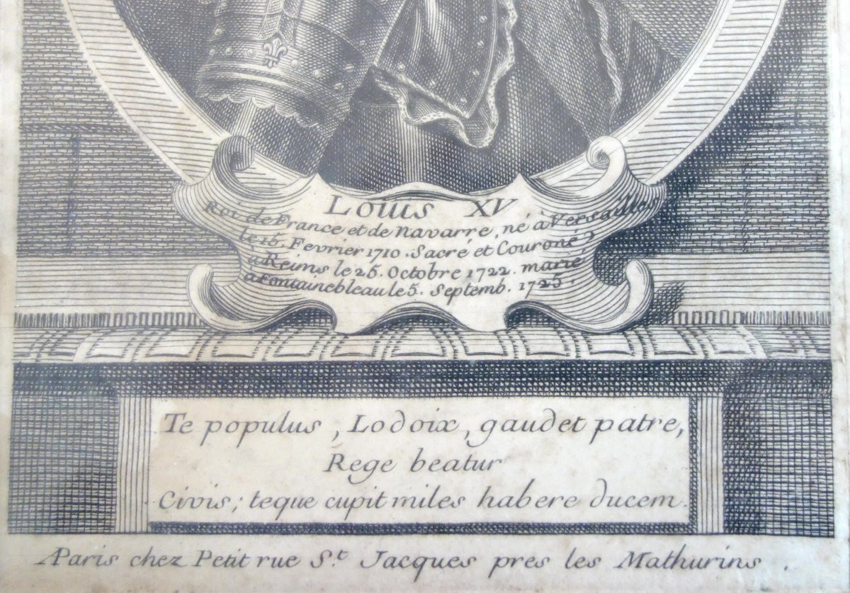 Paire de portraits gravure du Roi Louis XV et de la Reine Marie Leczinska - époque 18e siècle-photo-3