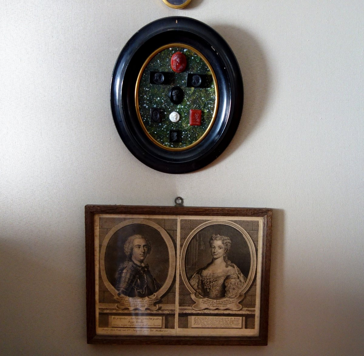 Paire de portraits gravure du Roi Louis XV et de la Reine Marie Leczinska - époque 18e siècle-photo-4