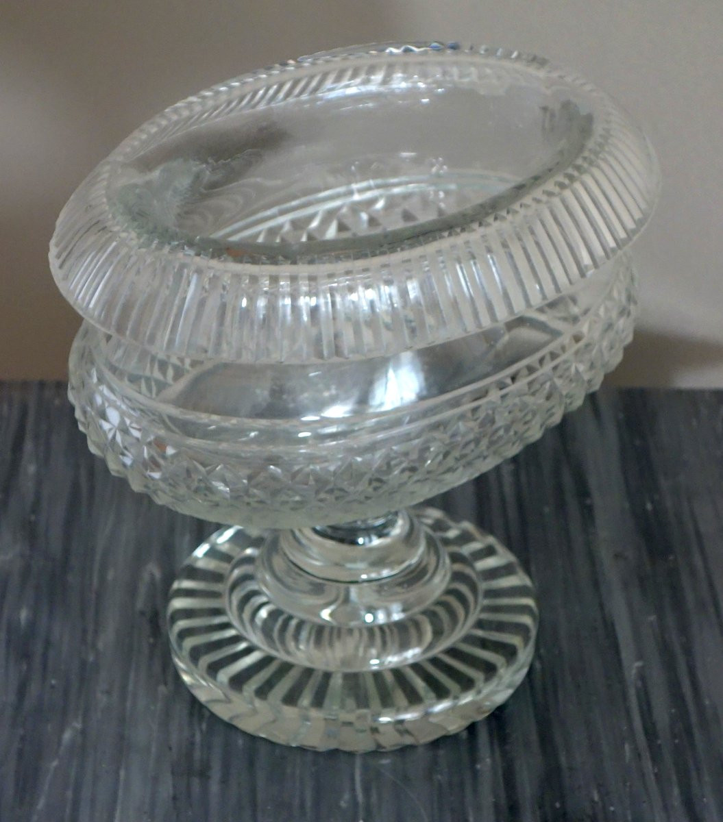 Le Creusot : Empire Crystal Table Center Piece Or Compote Dish-photo-2