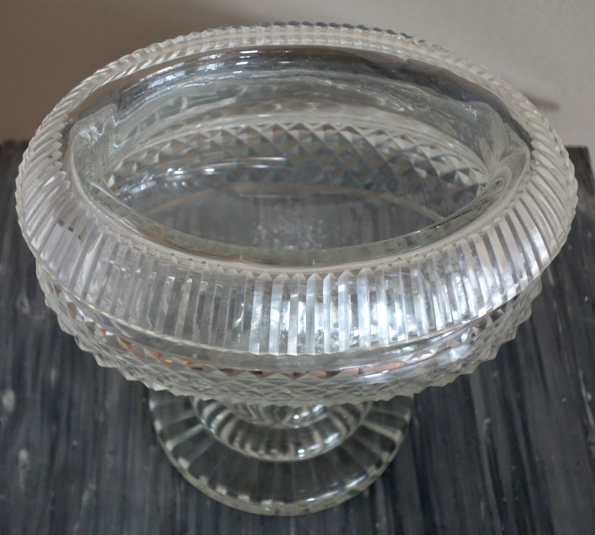 Le Creusot : Empire Crystal Table Center Piece Or Compote Dish-photo-3