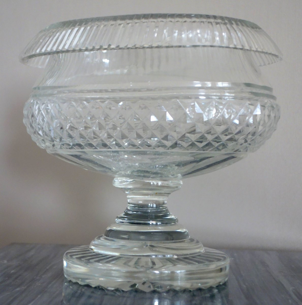 Le Creusot : Empire Crystal Table Center Piece Or Compote Dish-photo-4