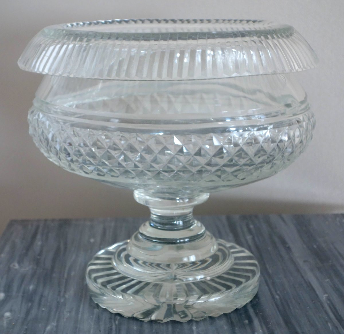 Le Creusot : Empire Crystal Table Center Piece Or Compote Dish-photo-1