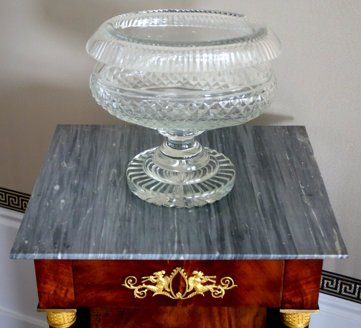 Le Creusot : Empire Crystal Table Center Piece Or Compote Dish