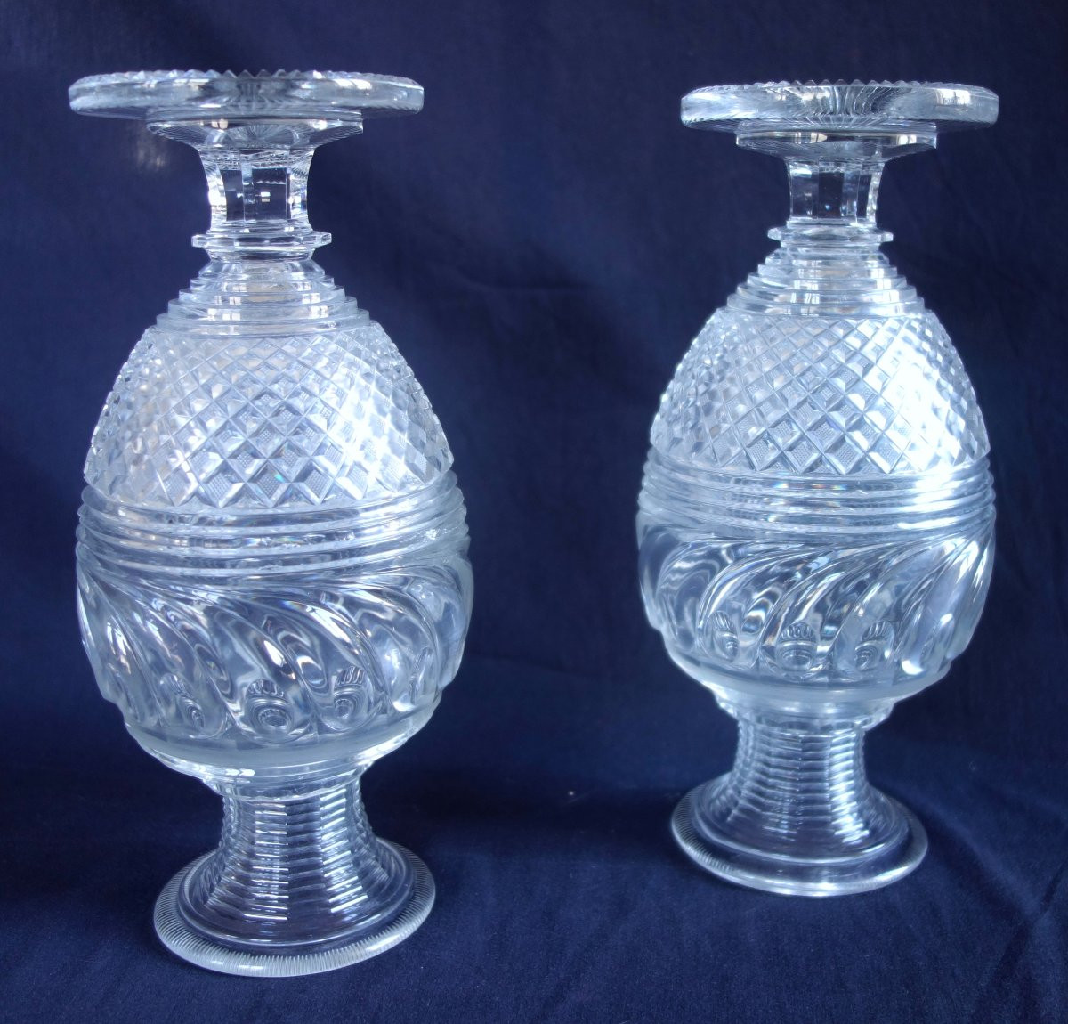 Le Creusot - Pair Of Cut Crystal Vases From The Charles X Period-photo-2