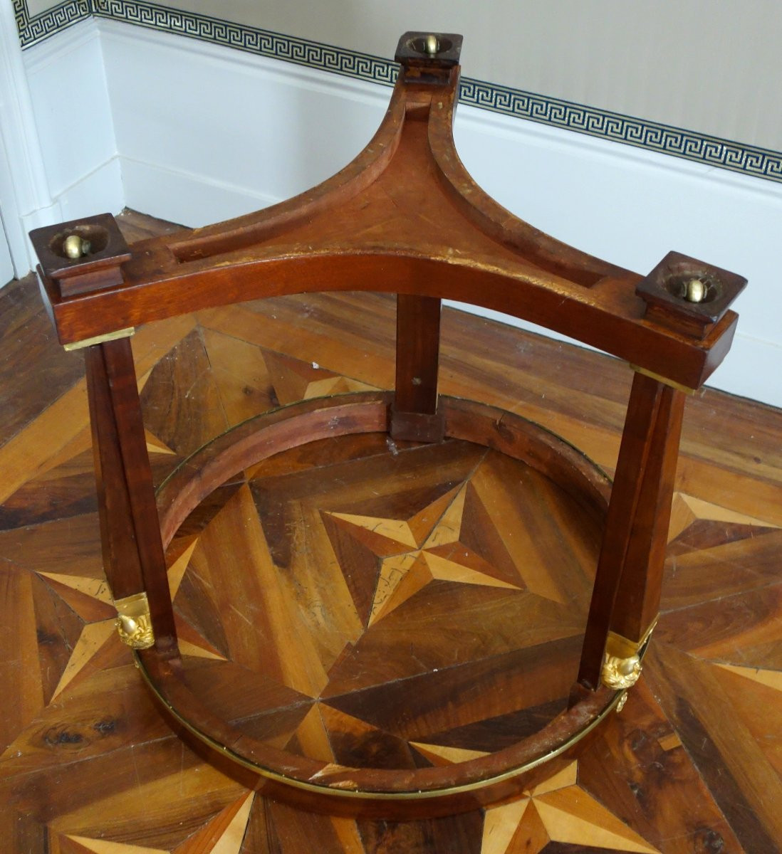 A Mahogany Pedestal Table From The Consulate/empire Period, With Rich Gilt Bronze Mounts And A Turquin Marble Top.-photo-6