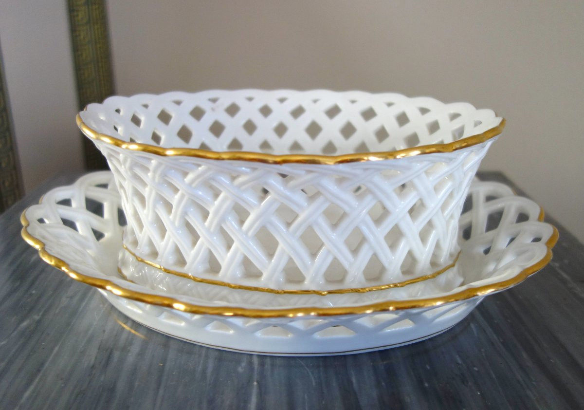 Nast: Openwork Basket Cup And Its Stand From The Empire Period - Signed-photo-4