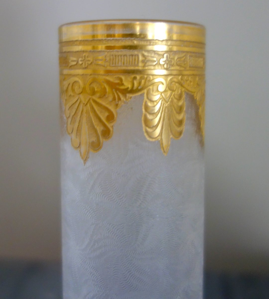 Saint Louis - vase soliflore en cristal gravé à l'acide et doré or fin - modèle Nelly / Empire-photo-1