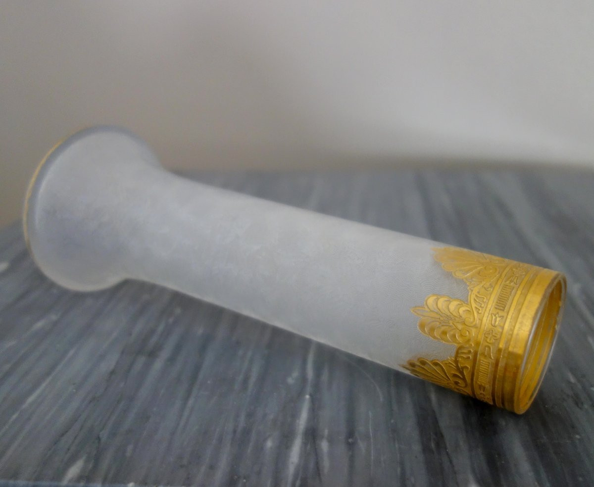 Saint Louis - vase soliflore en cristal gravé à l'acide et doré or fin - modèle Nelly / Empire-photo-2