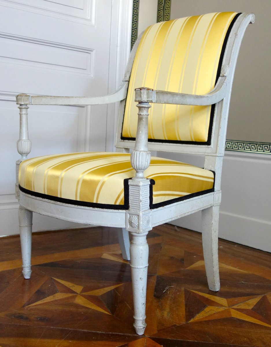 Pair Of Etruscan-style Armchairs In Carved And Lacquered Wood, Directoire Period - Circa 1795-photo-2