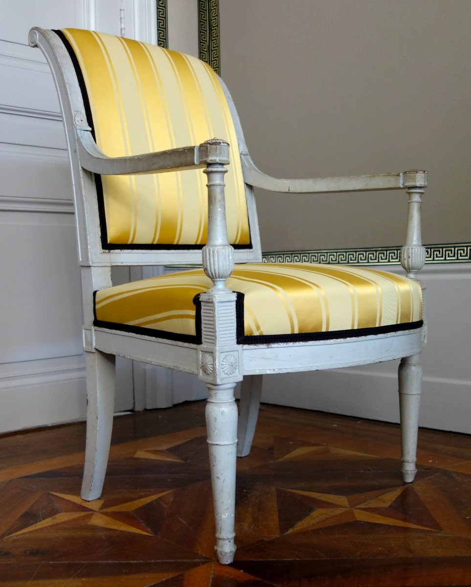Pair Of Etruscan-style Armchairs In Carved And Lacquered Wood, Directoire Period - Circa 1795-photo-4