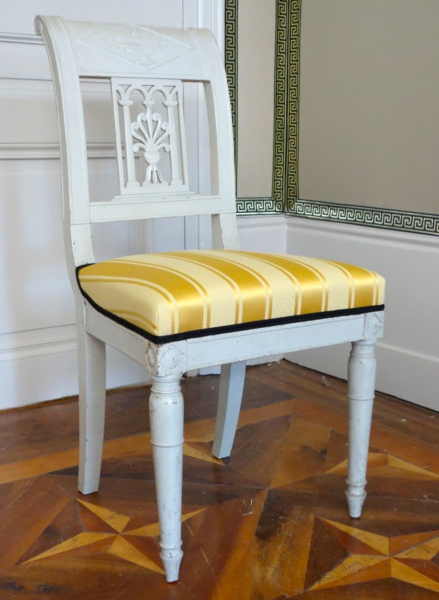 Set Of 4 Etruscan-style Chairs In Finely Carved And Lacquered Wood, Directoire Period, Circa 1795-photo-3