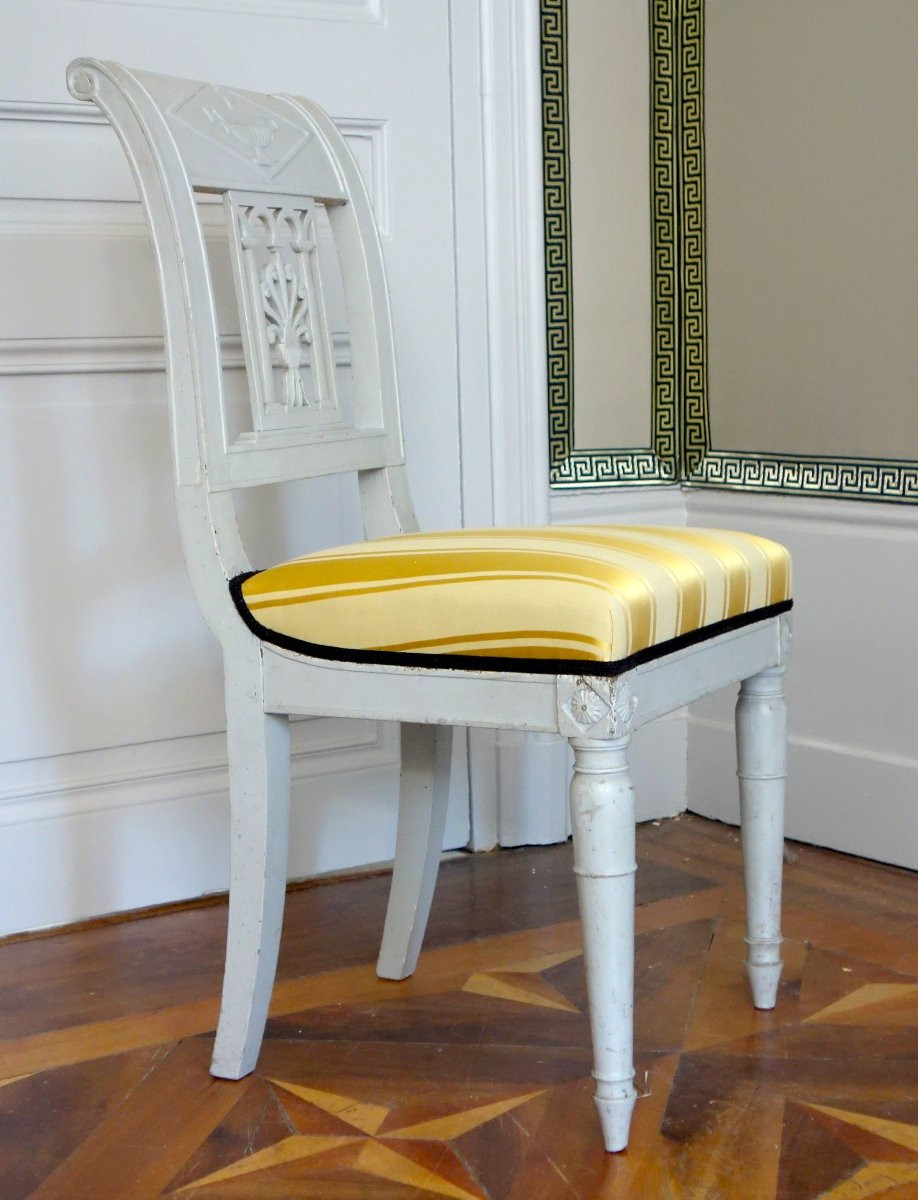 Set Of 4 Etruscan-style Chairs In Finely Carved And Lacquered Wood, Directoire Period, Circa 1795-photo-4