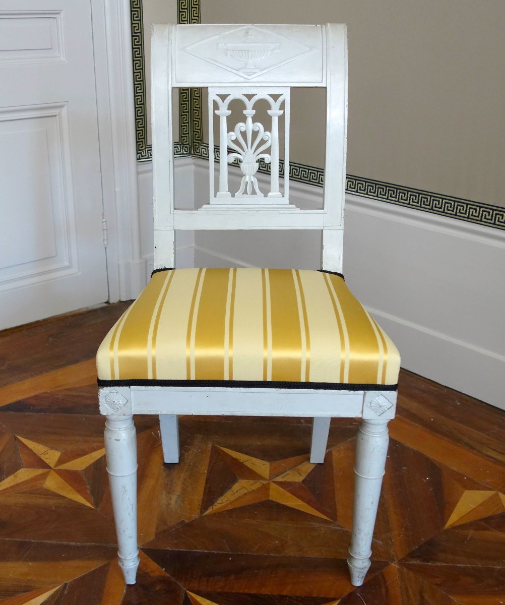 Set Of 4 Etruscan-style Chairs In Finely Carved And Lacquered Wood, Directoire Period, Circa 1795-photo-1