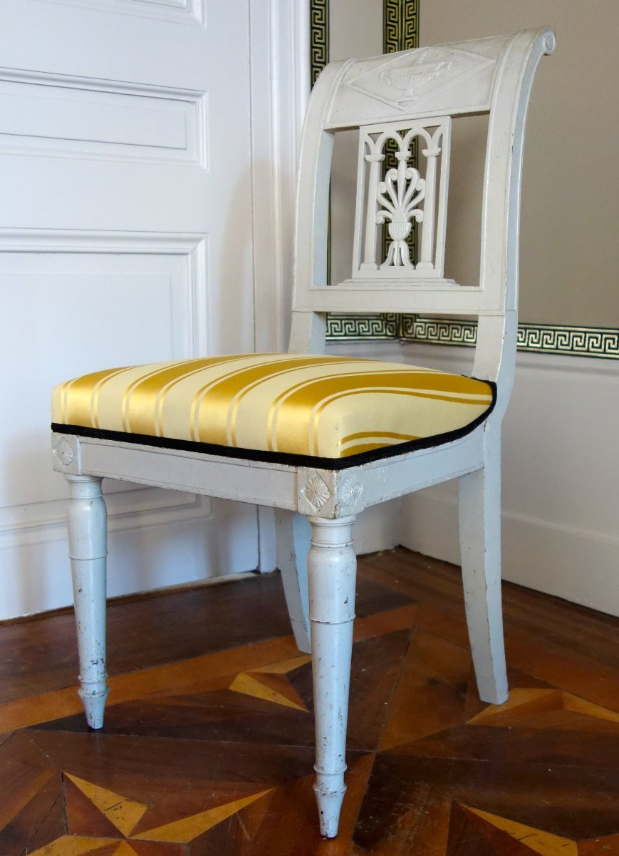 Set Of 4 Etruscan-style Chairs In Finely Carved And Lacquered Wood, Directoire Period, Circa 1795-photo-2