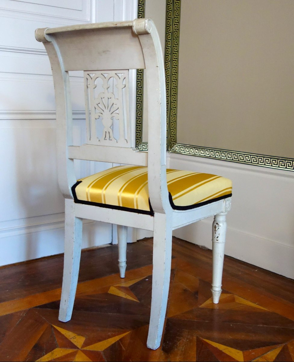 Set Of 4 Etruscan-style Chairs In Finely Carved And Lacquered Wood, Directoire Period, Circa 1795-photo-3