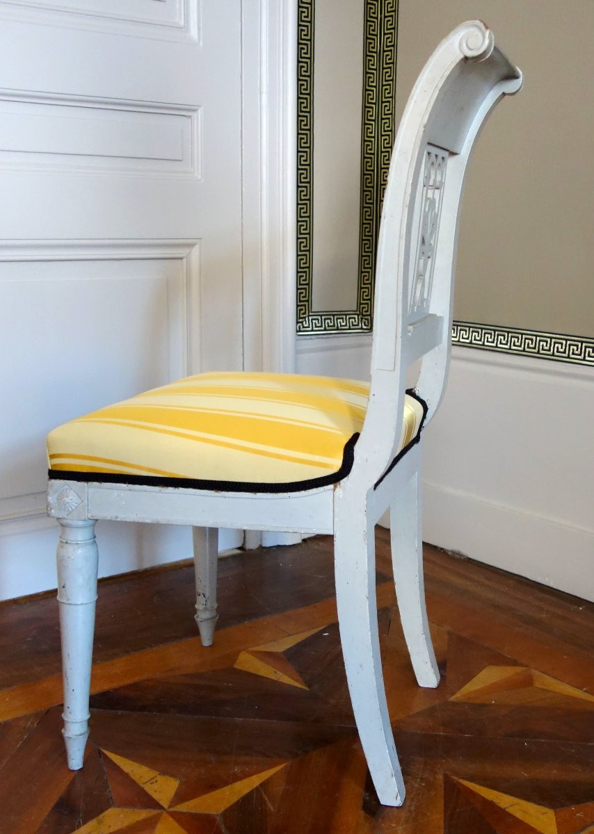 Set Of 4 Etruscan-style Chairs In Finely Carved And Lacquered Wood, Directoire Period, Circa 1795-photo-4