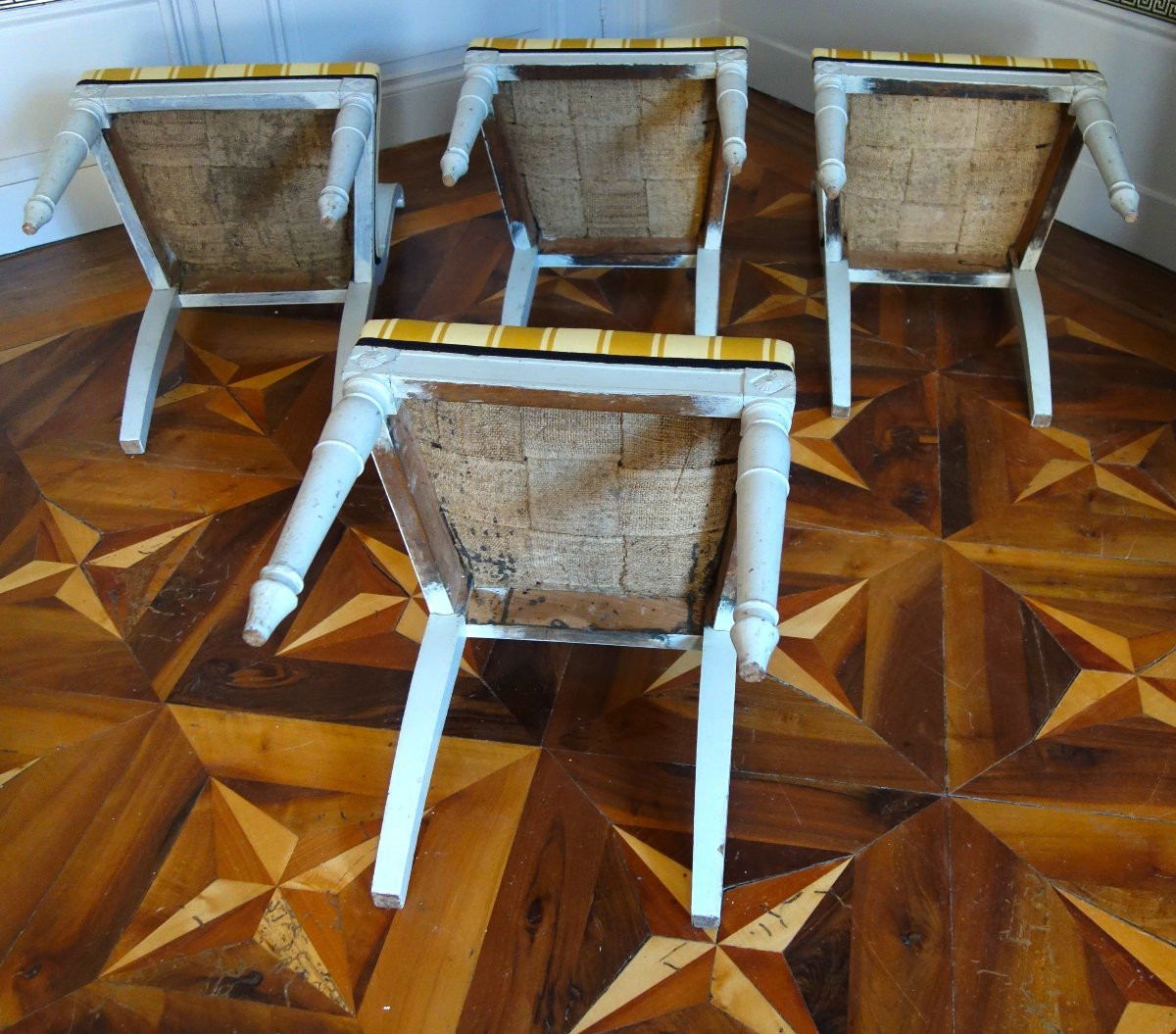 Set Of 4 Etruscan-style Chairs In Finely Carved And Lacquered Wood, Directoire Period, Circa 1795-photo-6