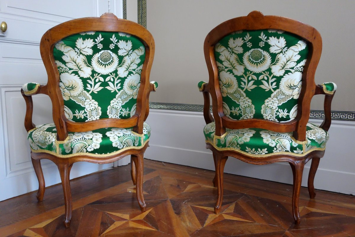 Pierre Nogaret - Pair Of Louis XV Period Cabriolet Armchairs - Stamped-photo-2