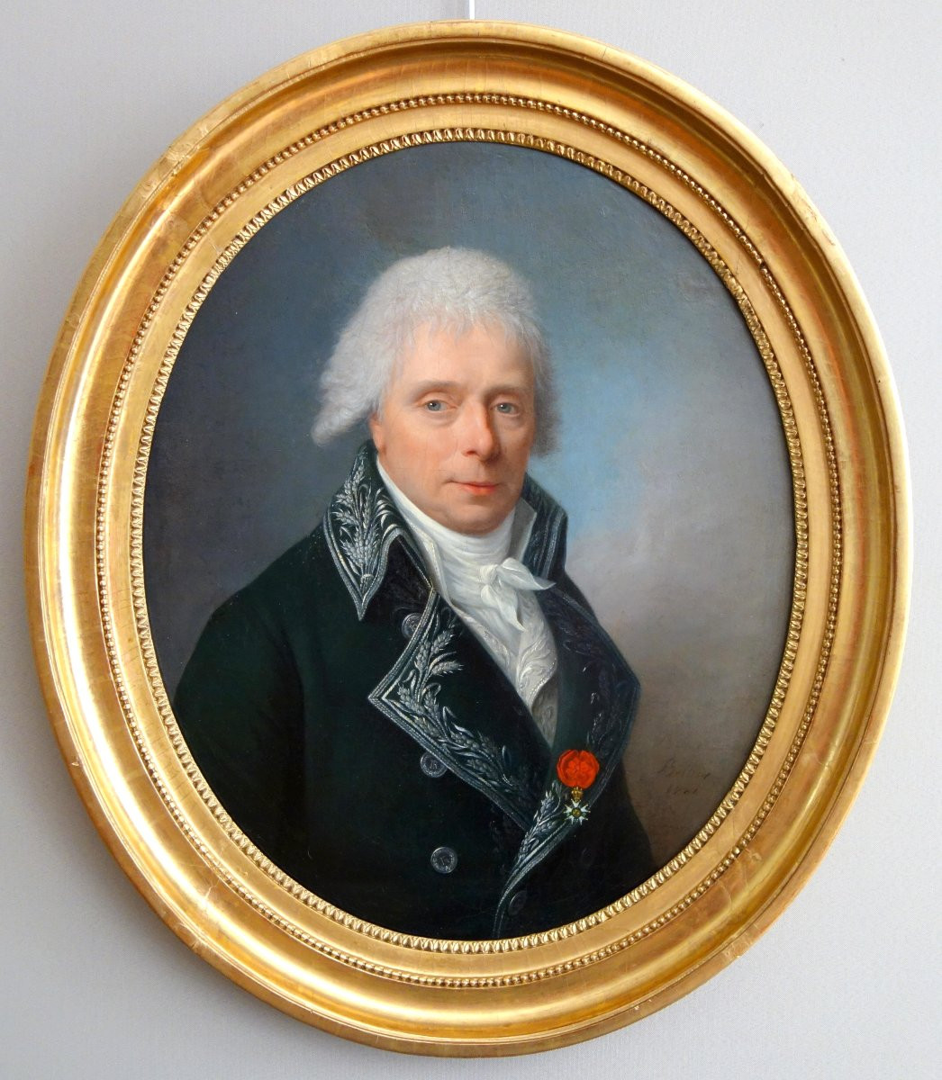 Jean-françois Bellier, Pair Of Portraits, His Sister Philippine And Her Husband Edme Bochet, Circa 1800-photo-3