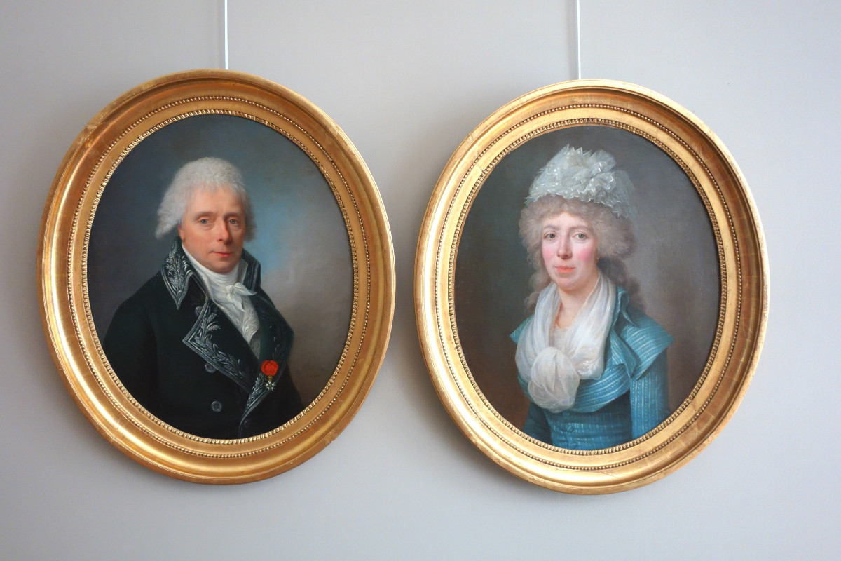Jean-françois Bellier, Pair Of Portraits, His Sister Philippine And Her Husband Edme Bochet, Circa 1800