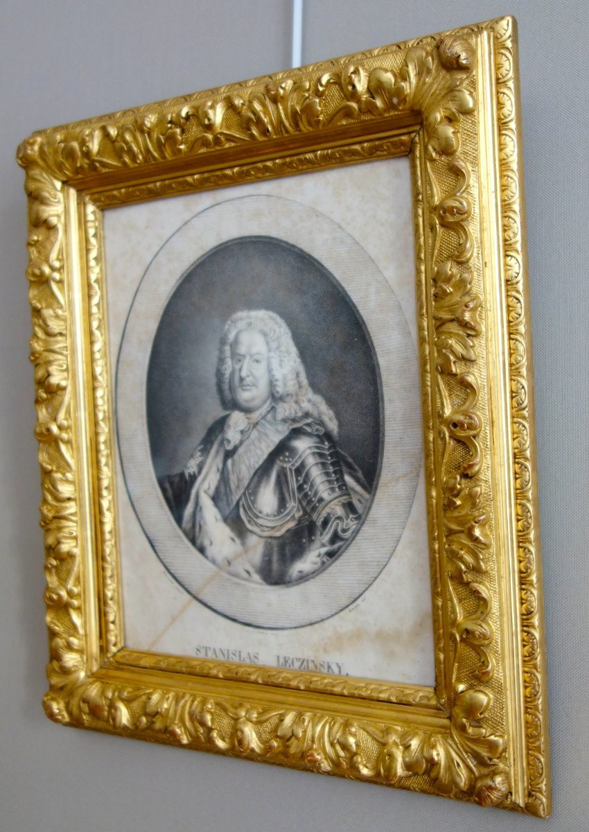 Engraved Portrait Of Stanislas Leszczyński, King Of Poland And Duke Of Lorraine - Giltwood Frame-photo-3