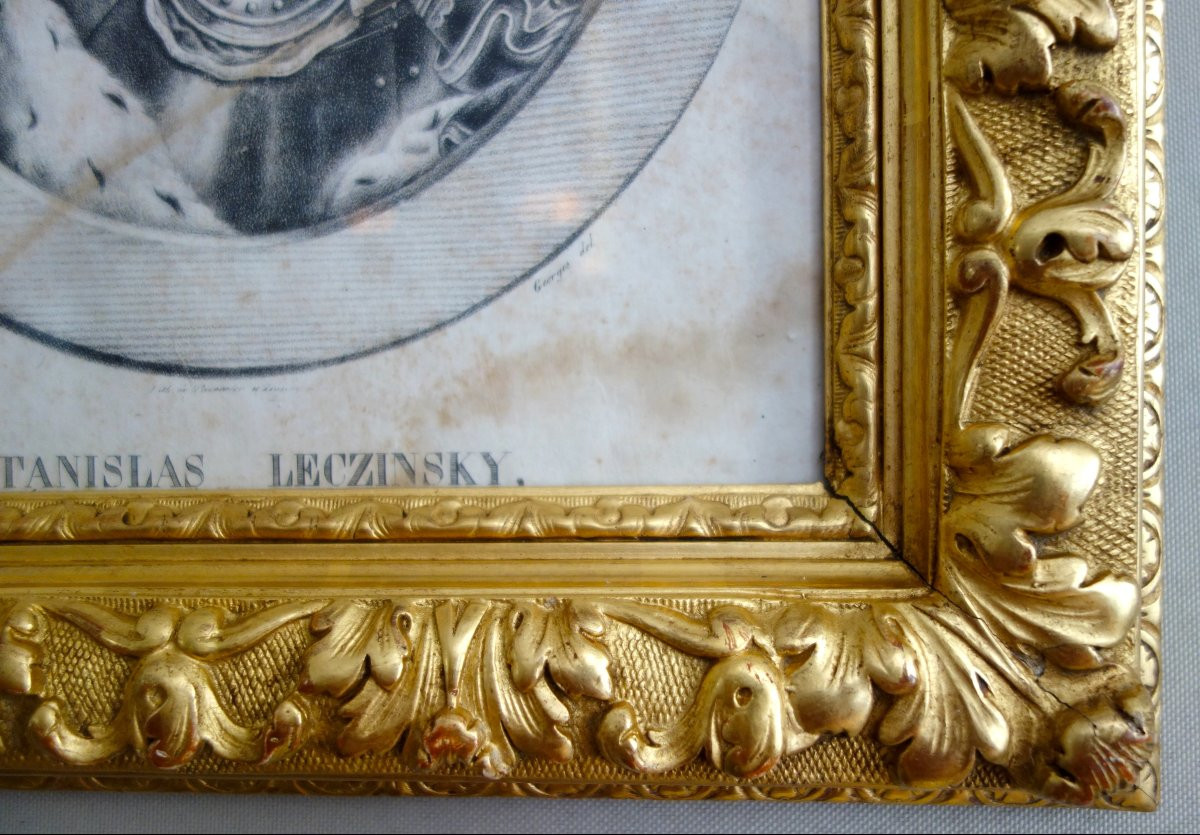 Engraved Portrait Of Stanislas Leszczyński, King Of Poland And Duke Of Lorraine - Giltwood Frame-photo-1