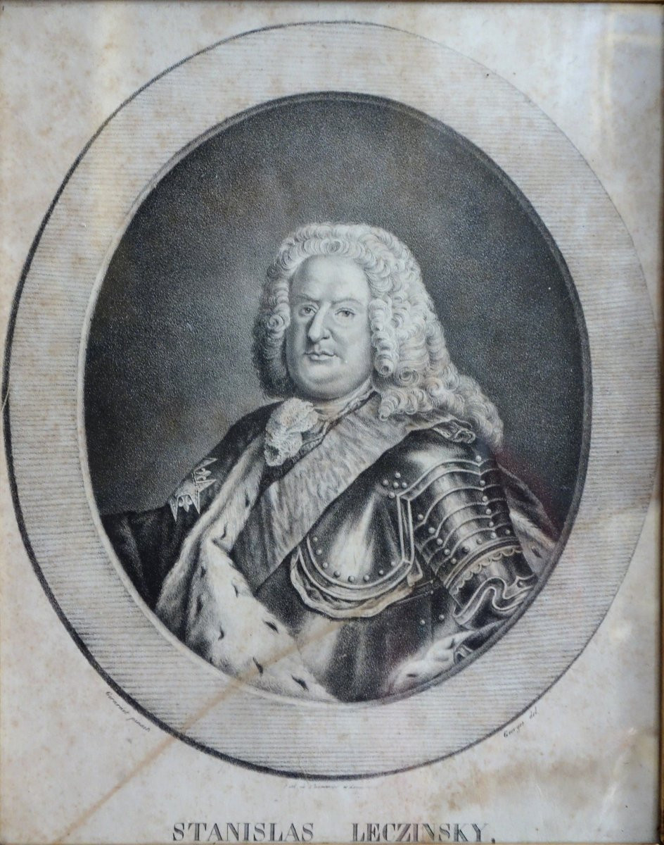 Engraved Portrait Of Stanislas Leszczyński, King Of Poland And Duke Of Lorraine - Giltwood Frame-photo-4